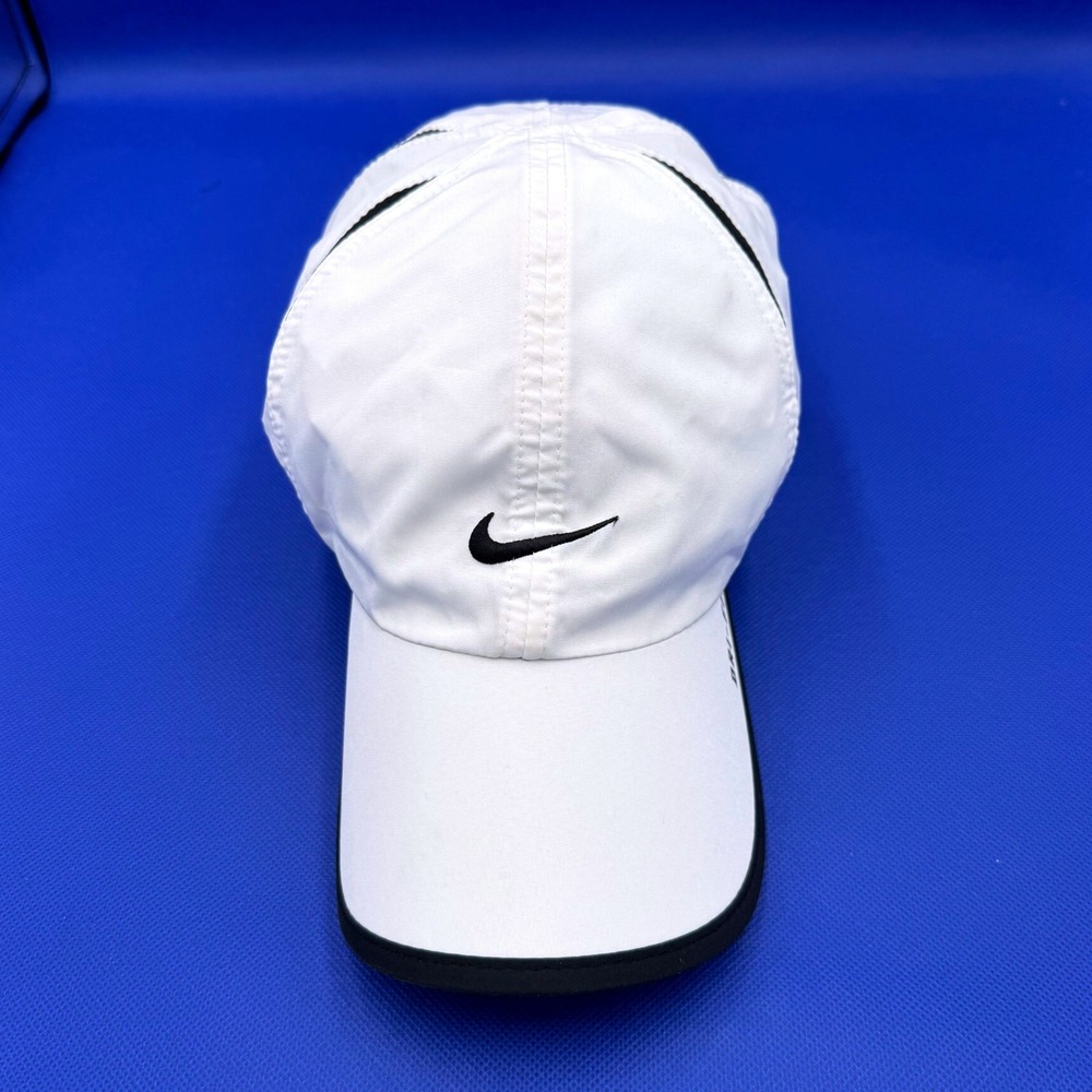 Nike Featherlight Dri-FIT Running Hat White Adjustable Performance Cap Golf Gym